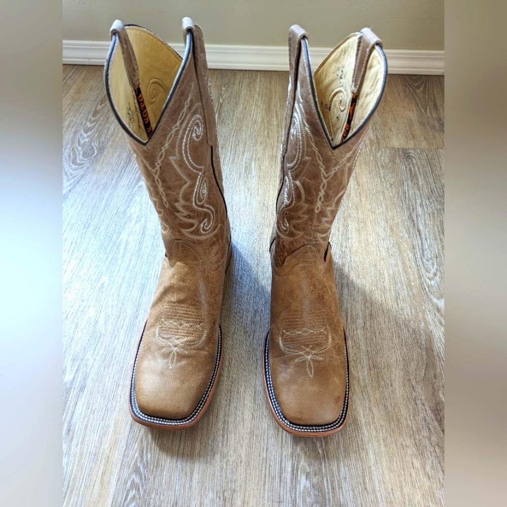 Soto Boots Tan Broad Square Toe Cowboy Boot